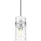 Z-Lite Fontaine 1-Light Brushed Nickel Frame Clear Waterglass Glass Shade Pendant Light