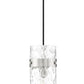 Z-Lite Fontaine 1-Light Brushed Nickel Frame Clear Waterglass Glass Shade Pendant Light
