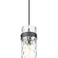 Z-Lite Fontaine 1-Light Matte Black Frame Clear Waterglass Glass Shade Pendant Light