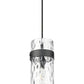 Z-Lite Fontaine 1-Light Matte Black Frame Clear Waterglass Glass Shade Pendant Light
