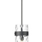 Z-Lite Fontaine 1-Light Matte Black Frame Clear Waterglass Glass Shade Pendant Light