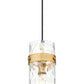 Z-Lite Fontaine 1-Light Rubbed Brass Frame Clear Waterglass Glass Shade Pendant Light