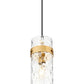 Z-Lite Fontaine 1-Light Rubbed Brass Frame Clear Waterglass Glass Shade Pendant Light