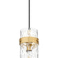 Z-Lite Fontaine 1-Light Rubbed Brass Frame Clear Waterglass Glass Shade Pendant Light