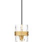 Z-Lite Fontaine 1-Light Rubbed Brass Frame Clear Waterglass Glass Shade Pendant Light