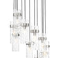 Z-Lite Fontaine 11-Lights Brushed Nickel Steel Frame Clear Waterglass Glass Shade Chandelier