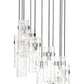 Z-Lite Fontaine 11-Lights Brushed Nickel Steel Frame Clear Waterglass Glass Shade Chandelier