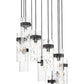 Z-Lite Fontaine 11-Lights Matte Black Steel Frame Clear Waterglass Glass Shade Chandelier