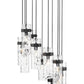 Z-Lite Fontaine 11-Lights Matte Black Steel Frame Clear Waterglass Glass Shade Chandelier