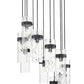 Z-Lite Fontaine 11-Lights Matte Black Steel Frame Clear Waterglass Glass Shade Chandelier