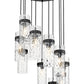 Z-Lite Fontaine 11-Lights Matte Black Steel Frame Clear Waterglass Glass Shade Chandelier