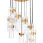 Z-Lite Fontaine 11-Lights Rubbed Brass Steel Frame Clear Waterglass Glass Shade Chandelier