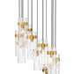 Z-Lite Fontaine 11-Lights Rubbed Brass Steel Frame Clear Waterglass Glass Shade Chandelier