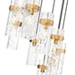 Z-Lite Fontaine 11-Lights Rubbed Brass Steel Frame Clear Waterglass Glass Shade Chandelier