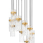 Z-Lite Fontaine 11-Lights Rubbed Brass Steel Frame Clear Waterglass Glass Shade Chandelier