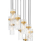 Z-Lite Fontaine 11-Lights Rubbed Brass Steel Frame Clear Waterglass Glass Shade Chandelier