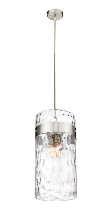 Z-Lite Fontaine 13" 4-Light Brushed Nickel Pendant Light With Clear Glass Shade