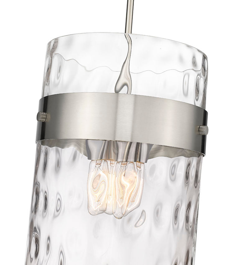 Z-Lite Fontaine 13" 4-Light Brushed Nickel Pendant Light With Clear Glass Shade