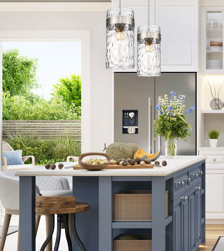 Z-Lite Fontaine 13" 4-Light Brushed Nickel Pendant Light With Clear Glass Shade