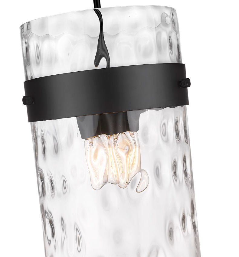 Z-Lite Fontaine 13" 4-Light Matte Black Pendant Light With Clear Glass Shade
