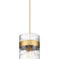 Z-Lite Fontaine 13" 4-Light Rubbed Brass Pendant Light With Clear Glass Shade