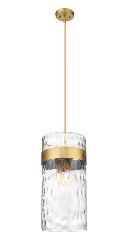 Z-Lite Fontaine 13" 4-Light Rubbed Brass Pendant Light With Clear Glass Shade