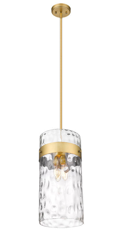Z-Lite Fontaine 13" 4-Light Rubbed Brass Pendant Light With Clear Glass Shade
