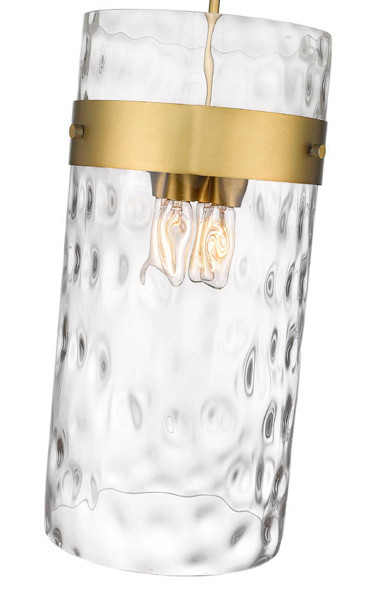 Z-Lite Fontaine 13" 4-Light Rubbed Brass Pendant Light With Clear Glass Shade