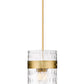 Z-Lite Fontaine 13" 4-Light Rubbed Brass Pendant Light With Clear Glass Shade