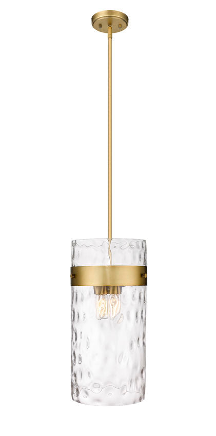 Z-Lite Fontaine 13" 4-Light Rubbed Brass Pendant Light With Clear Glass Shade