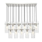 Z-Lite Fontaine 17-Lights Brushed Nickel Steel Frame Clear Waterglass Glass Shade Linear Chandelier