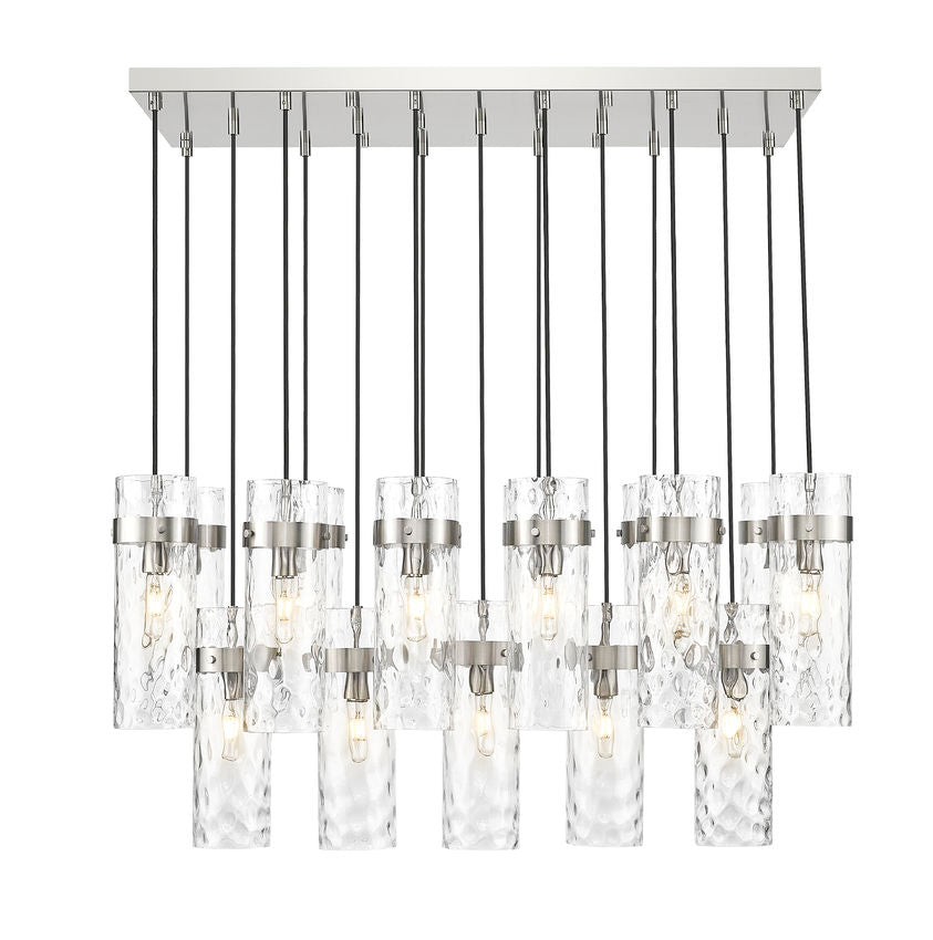 Z-Lite Fontaine 17-Lights Brushed Nickel Steel Frame Clear Waterglass Glass Shade Linear Chandelier
