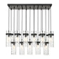 Z-Lite Fontaine 17-Lights Matte Black Steel Frame Clear Waterglass Glass Shade Linear Chandelier