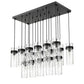 Z-Lite Fontaine 17-Lights Matte Black Steel Frame Clear Waterglass Glass Shade Linear Chandelier
