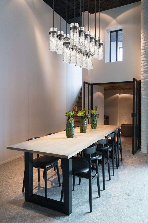 Z-Lite Fontaine 17-Lights Matte Black Steel Frame Clear Waterglass Glass Shade Linear Chandelier