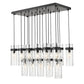 Z-Lite Fontaine 17-Lights Matte Black Steel Frame Clear Waterglass Glass Shade Linear Chandelier