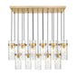Z-Lite Fontaine 17-Lights Rubbed Brass Steel Frame Clear Waterglass Glass Shade Linear Chandelier