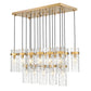 Z-Lite Fontaine 17-Lights Rubbed Brass Steel Frame Clear Waterglass Glass Shade Linear Chandelier
