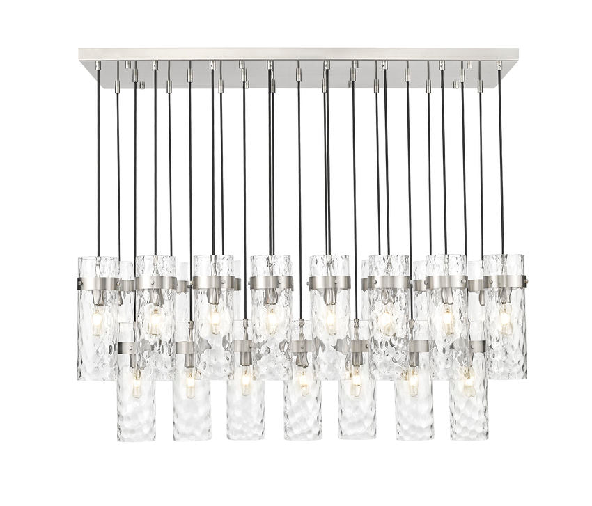 Z-Lite Fontaine 20" 23-Light Brushed Nickel Steel Frame Clear Waterglass Shade Linear Chandelier