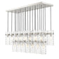 Z-Lite Fontaine 20" 23-Light Brushed Nickel Steel Frame Clear Waterglass Shade Linear Chandelier