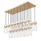 Z-Lite Fontaine 23-Lights Rubbed Brass Steel Frame Clear Waterglass Glass Shade Linear Chandelier