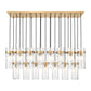 Z-Lite Fontaine 23-Lights Rubbed Brass Steel Frame Clear Waterglass Glass Shade Linear Chandelier