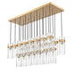 Z-Lite Fontaine 23-Lights Rubbed Brass Steel Frame Clear Waterglass Glass Shade Linear Chandelier