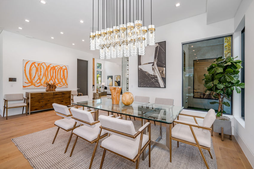 Z-Lite Fontaine 23-Lights Rubbed Brass Steel Frame Clear Waterglass Glass Shade Linear Chandelier
