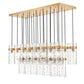Z-Lite Fontaine 23-Lights Rubbed Brass Steel Frame Clear Waterglass Glass Shade Linear Chandelier