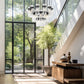 Z-Lite Fontaine 27-Lights Matte Black Steel Frame Clear Waterglass Glass Shade Chandelier