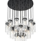 Z-Lite Fontaine 27-Lights Matte Black Steel Frame Clear Waterglass Glass Shade Chandelier