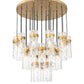 Z-Lite Fontaine 27-Lights Rubbed Brass Steel Frame Clear Waterglass Glass Shade Chandelier
