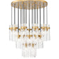 Z-Lite Fontaine 27-Lights Rubbed Brass Steel Frame Clear Waterglass Glass Shade Chandelier
