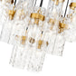 Z-Lite Fontaine 27-Lights Rubbed Brass Steel Frame Clear Waterglass Glass Shade Chandelier